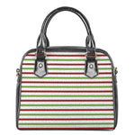Merry Christmas Striped Pattern Print Shoulder Handbag