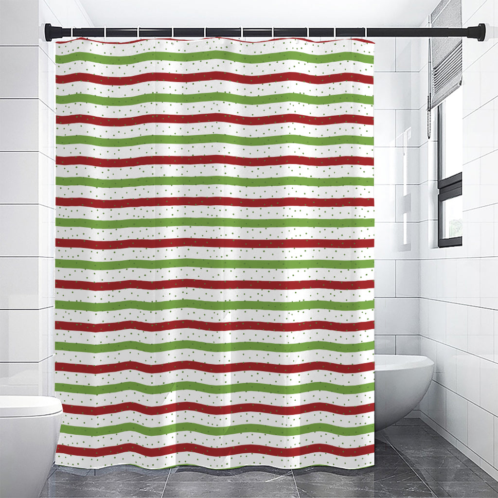 Merry Christmas Striped Pattern Print Shower Curtain