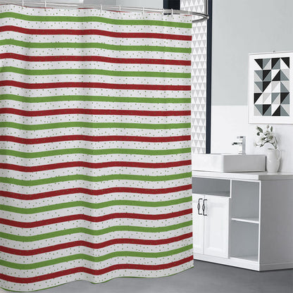 Merry Christmas Striped Pattern Print Shower Curtain