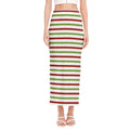 Merry Christmas Striped Pattern Print Side Slit Maxi Skirt