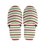 Merry Christmas Striped Pattern Print Slippers