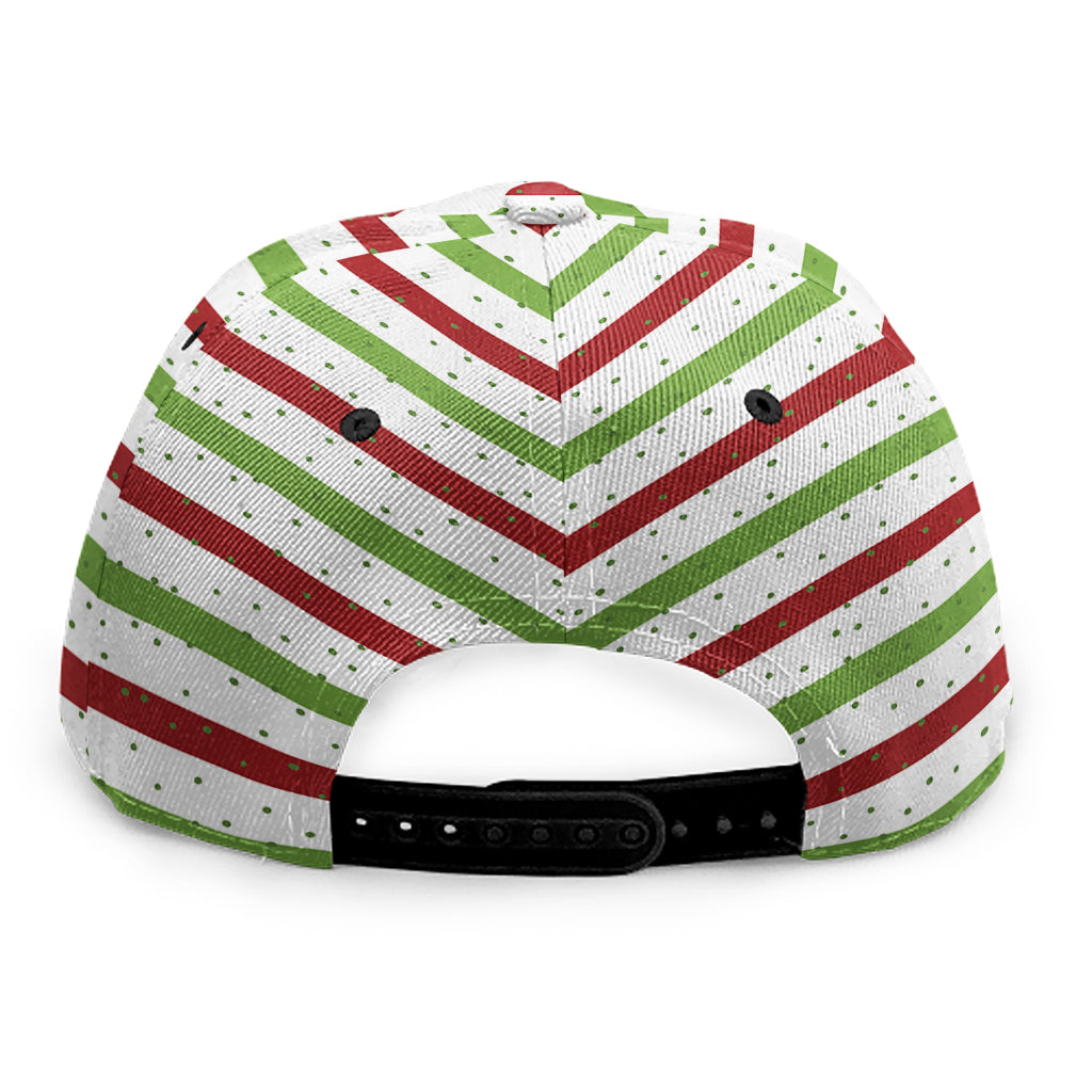 Merry Christmas Striped Pattern Print Snapback Cap