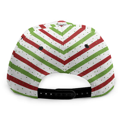Merry Christmas Striped Pattern Print Snapback Cap
