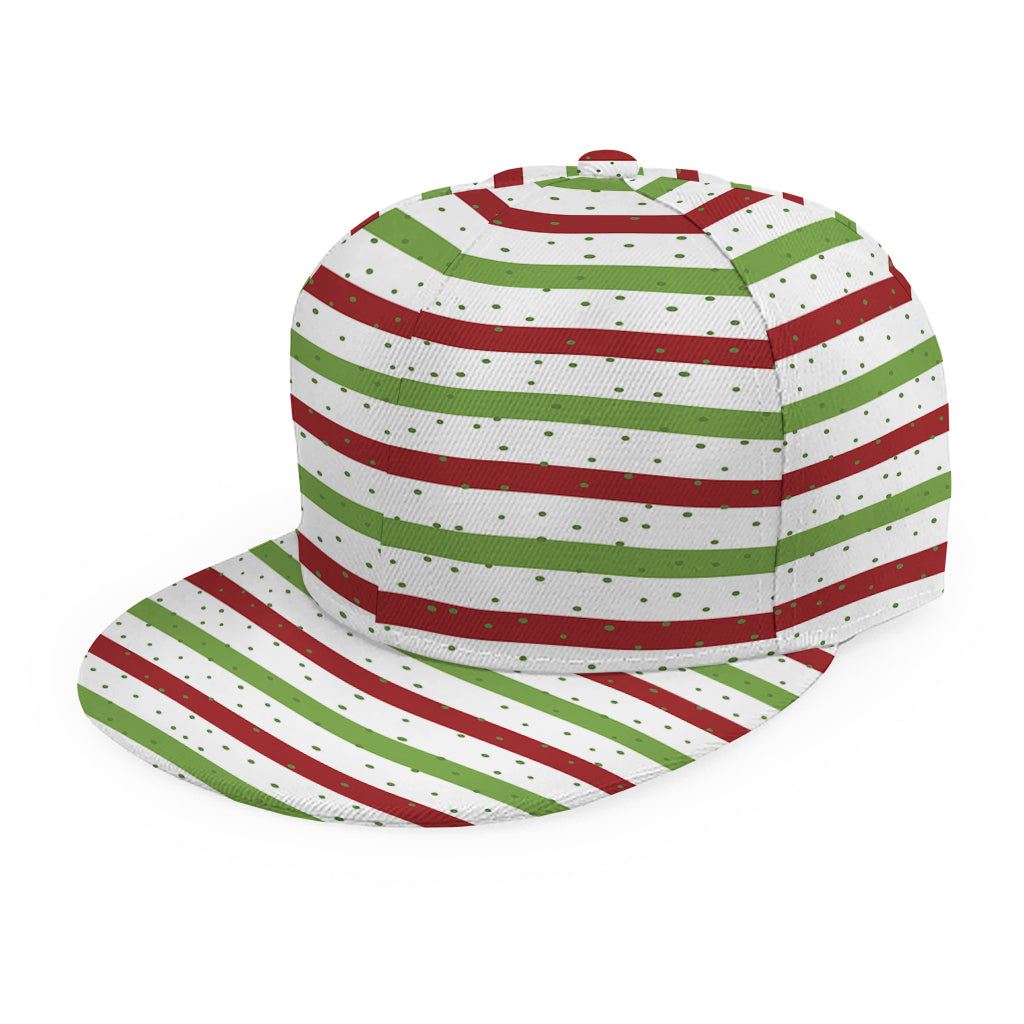 Merry Christmas Striped Pattern Print Snapback Cap