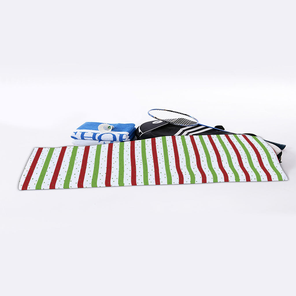Merry Christmas Striped Pattern Print Sports Towel
