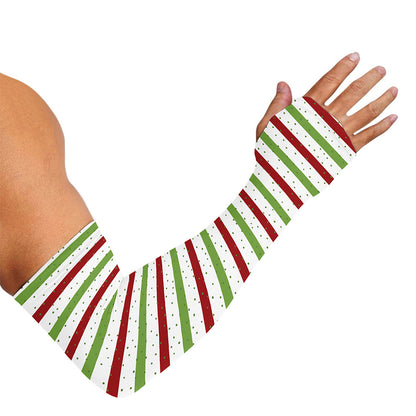 Merry Christmas Striped Pattern Print Sun Protection Arm Sleeves