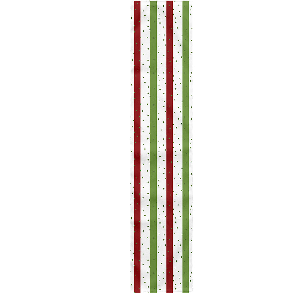 Merry Christmas Striped Pattern Print Table Runner