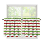 Merry Christmas Striped Pattern Print Tier Curtains