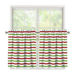 Merry Christmas Striped Pattern Print Tier Curtains