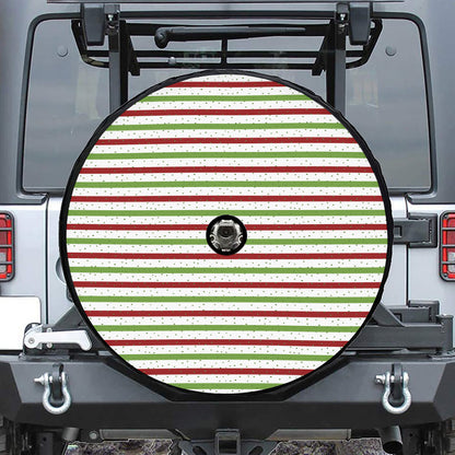 Merry Christmas Striped Pattern Print Tire Cover With Camera Hole