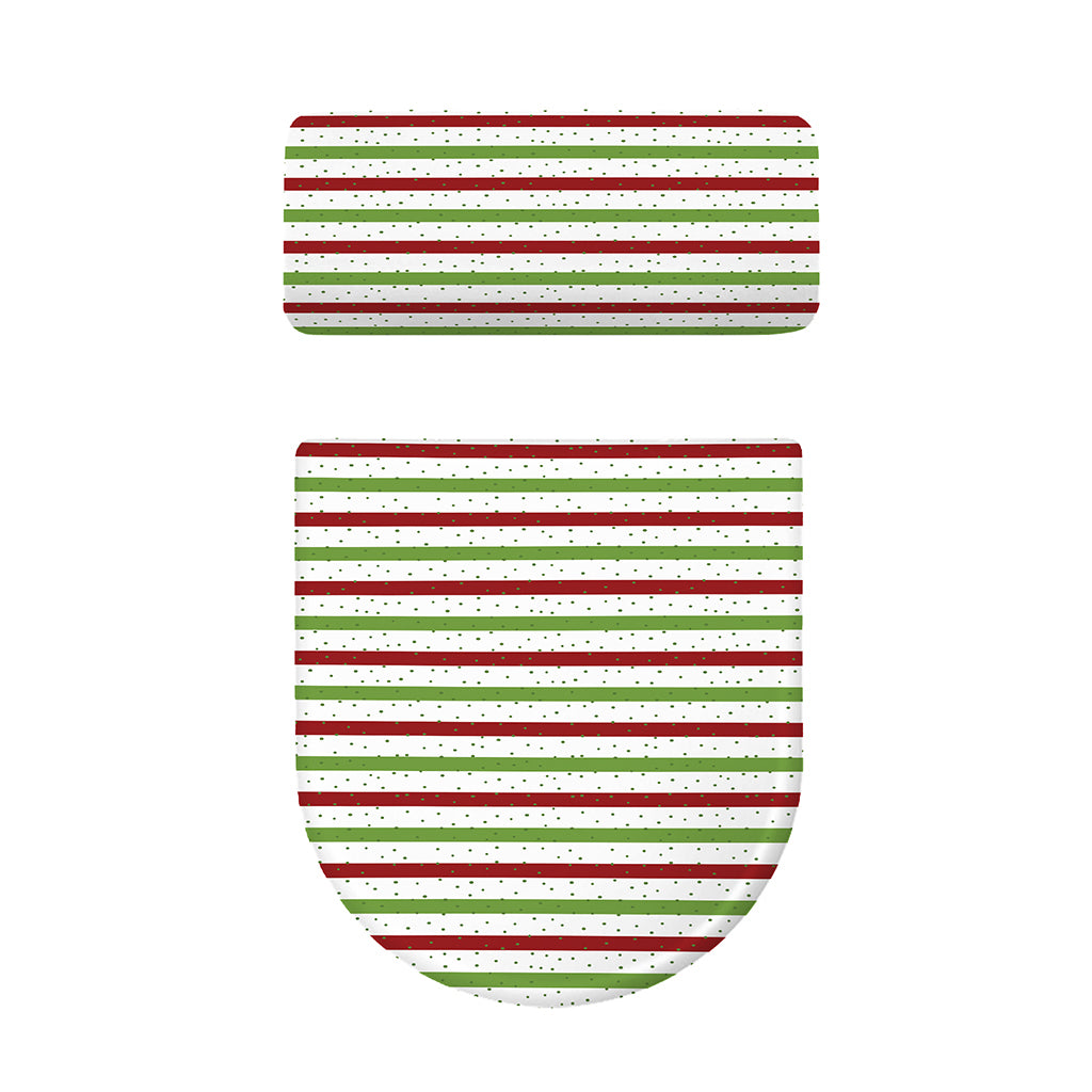 Merry Christmas Striped Pattern Print Toilet Lid And Tank Cover Set
