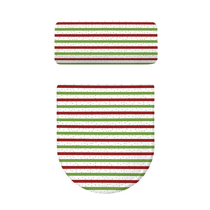 Merry Christmas Striped Pattern Print Toilet Lid And Tank Cover Set
