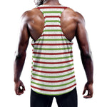 Merry Christmas Striped Pattern Print Training Tank Top
