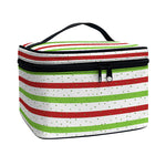 Merry Christmas Striped Pattern Print Travel Makeup Bag