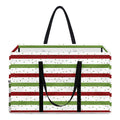 Merry Christmas Striped Pattern Print Utility Tote Bag