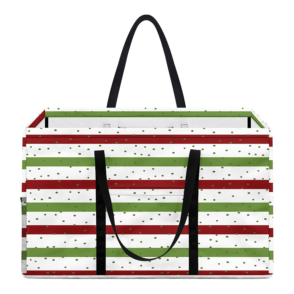 Merry Christmas Striped Pattern Print Utility Tote Bag