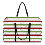 Merry Christmas Striped Pattern Print Utility Tote Bag