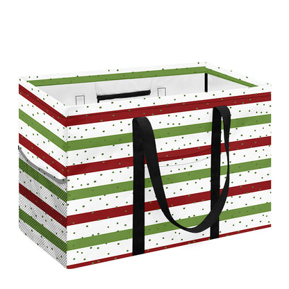 Merry Christmas Striped Pattern Print Utility Tote Bag