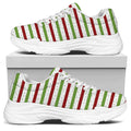 Merry Christmas Striped Pattern Print White Chunky Shoes