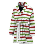 Merry Christmas Striped Pattern Print Women's Bathrobe