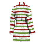 Merry Christmas Striped Pattern Print Women's Bathrobe