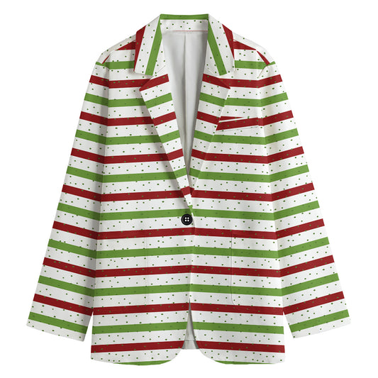 Merry Christmas Striped Pattern Print Women's Blazer