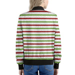 Merry Christmas Striped Pattern Print Women's Bomber Jacket
