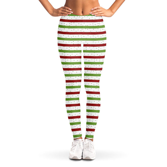 Merry Christmas Striped Pattern Print Women's Leggings