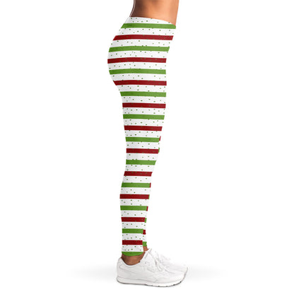 Merry Christmas Striped Pattern Print Women's Leggings