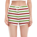 Merry Christmas Striped Pattern Print Women's Split Running Shorts