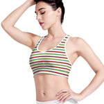 Merry Christmas Striped Pattern Print Women's Sports Bra