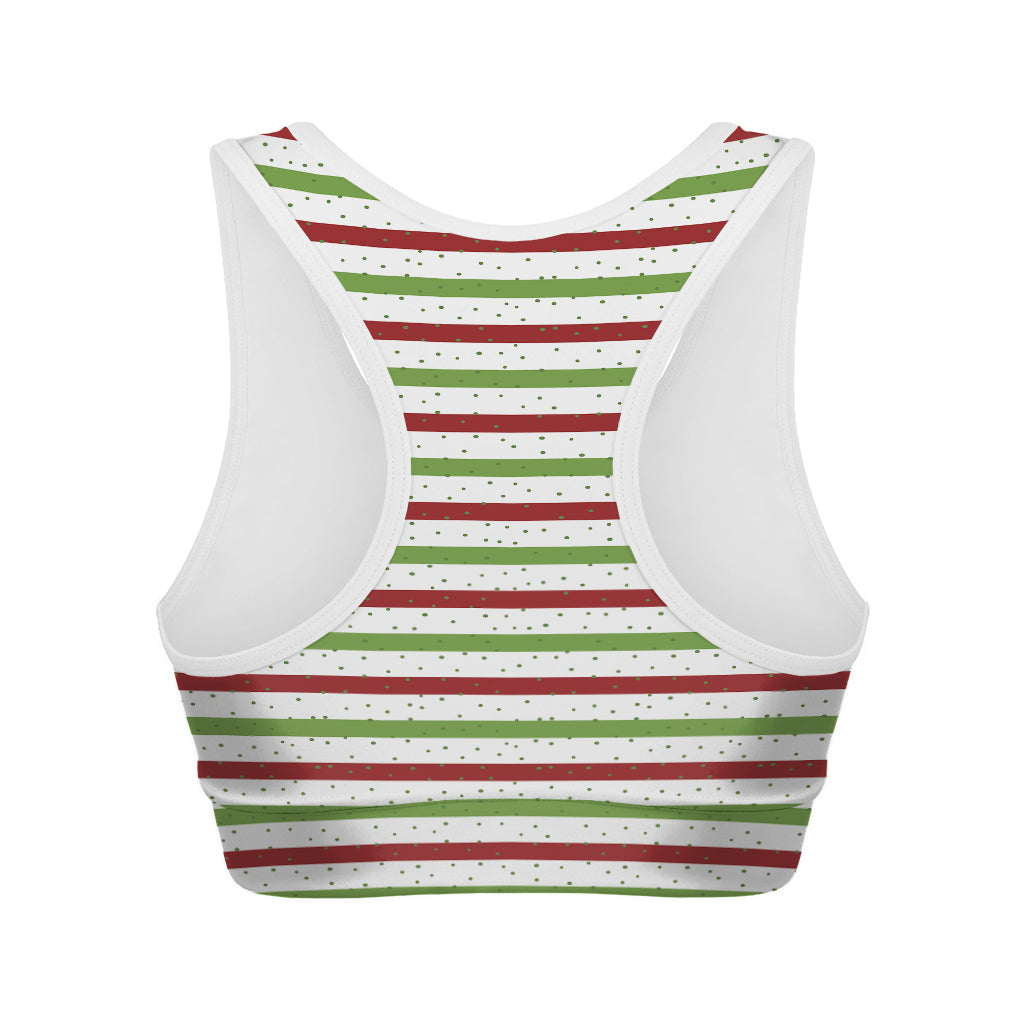 Merry Christmas Striped Pattern Print Women's Sports Bra