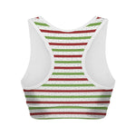 Merry Christmas Striped Pattern Print Women's Sports Bra