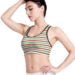 Merry Christmas Striped Pattern Print Women's Sports Bra