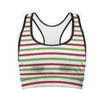 Merry Christmas Striped Pattern Print Women's Sports Bra