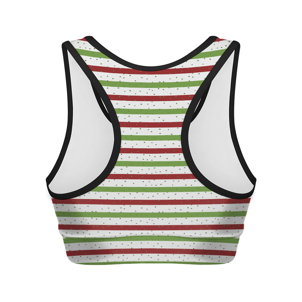 Merry Christmas Striped Pattern Print Women's Sports Bra