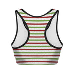 Merry Christmas Striped Pattern Print Women's Sports Bra