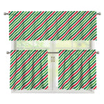 Merry Christmas Stripes Pattern Print 3 Piece Kitchen Curtains