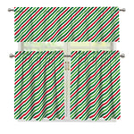 Merry Christmas Stripes Pattern Print 3 Piece Kitchen Curtains