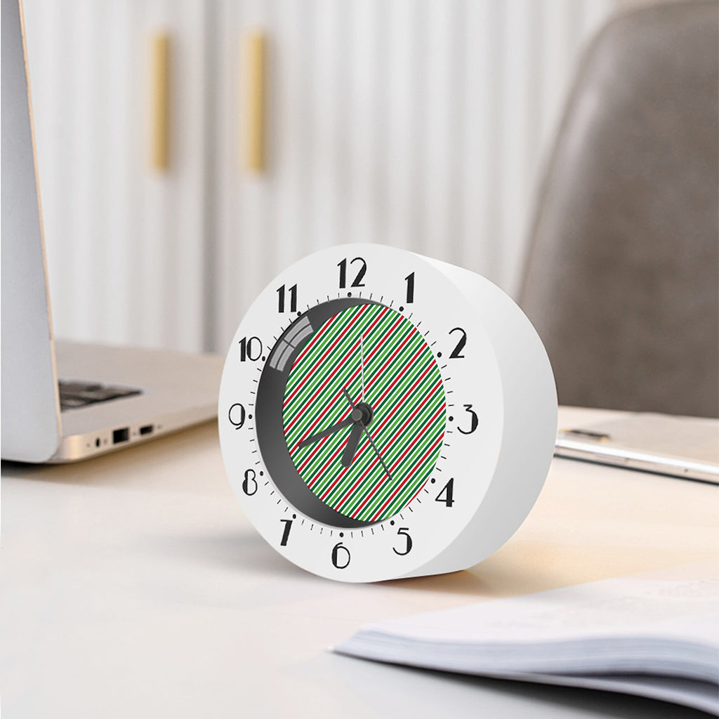Merry Christmas Stripes Pattern Print Alarm Clock
