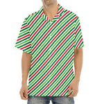 Merry Christmas Stripes Pattern Print Aloha Shirt