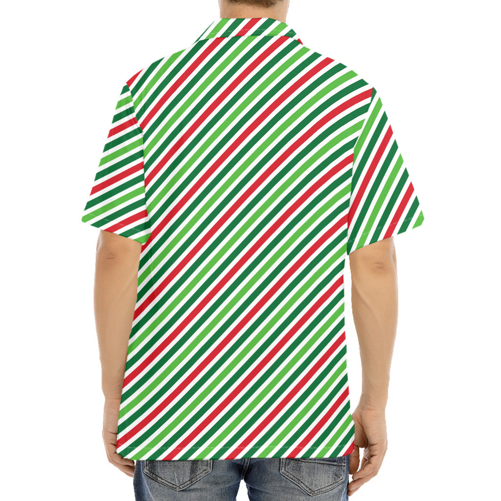 Merry Christmas Stripes Pattern Print Aloha Shirt