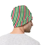 Merry Christmas Stripes Pattern Print Beanie