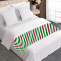 Merry Christmas Stripes Pattern Print Bed Runner