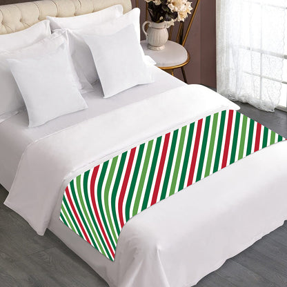 Merry Christmas Stripes Pattern Print Bed Runner