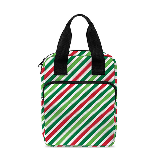 Merry Christmas Stripes Pattern Print Bible Tote Bag