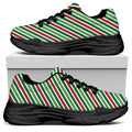 Merry Christmas Stripes Pattern Print Black Chunky Shoes
