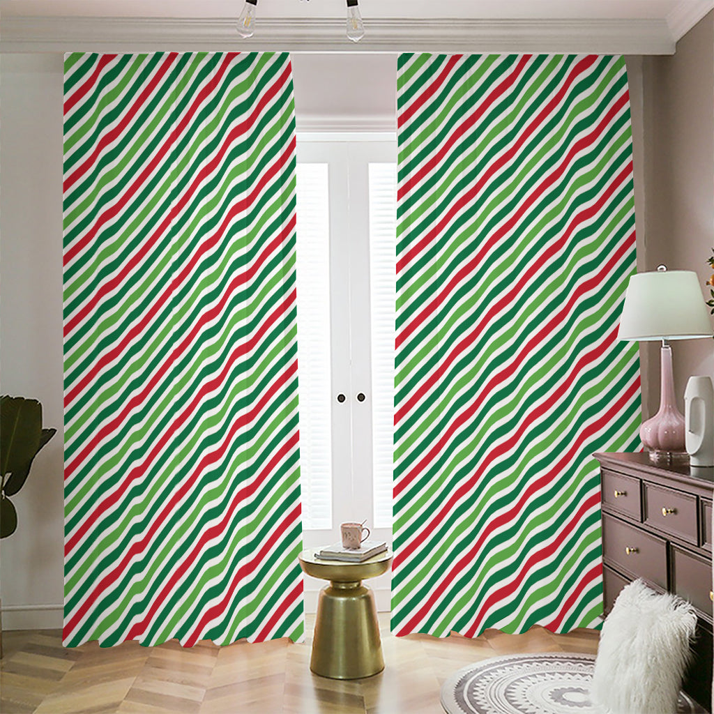 Merry Christmas Stripes Pattern Print Blackout Pencil Pleat Curtains