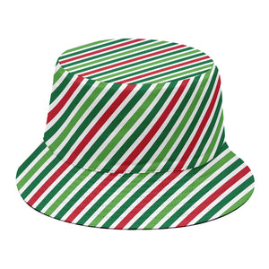 Merry Christmas Stripes Pattern Print Bucket Hat