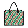 Merry Christmas Stripes Pattern Print Canvas Tote Bag